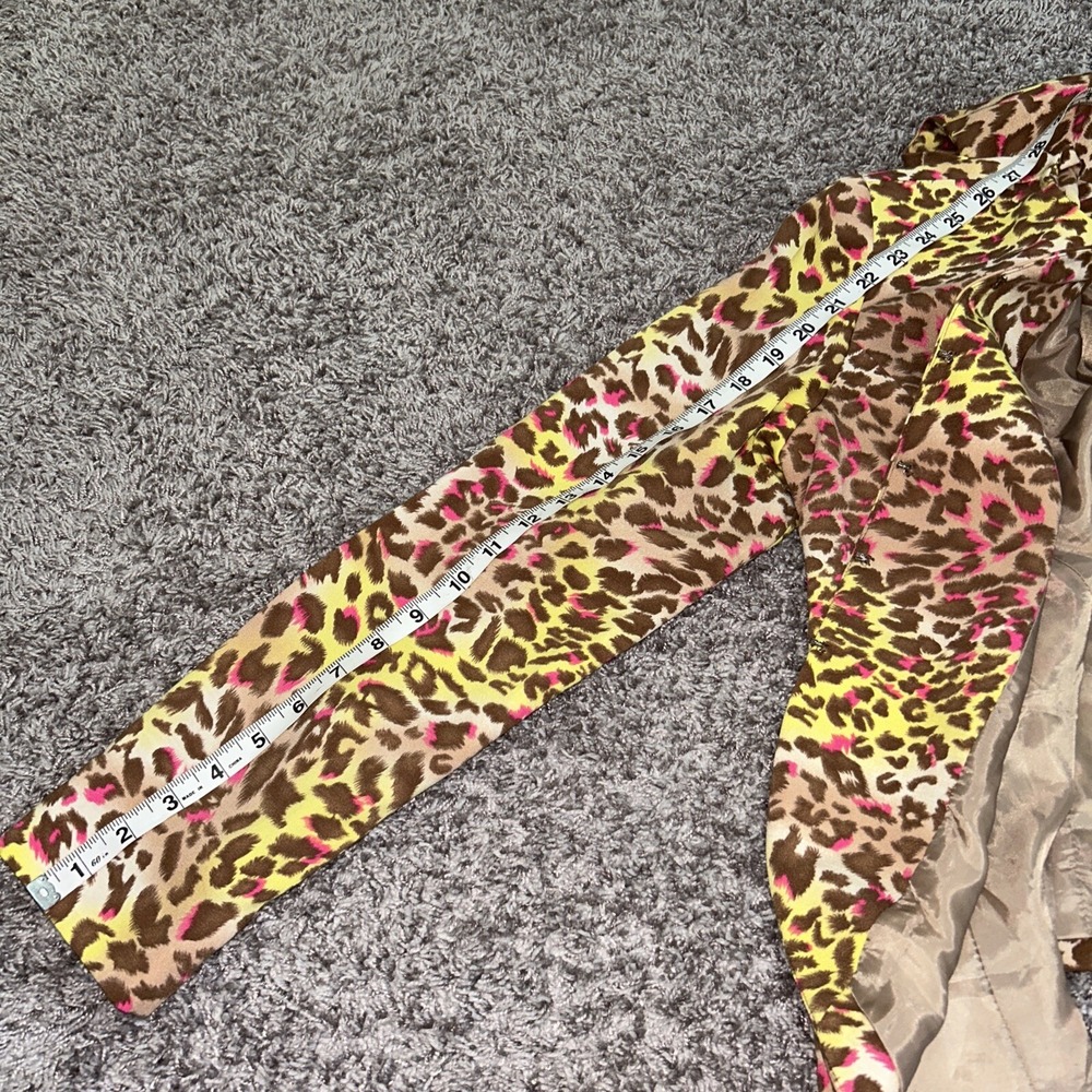Audrey B Animal Print Blazer Jacket Pink Yellow Brown - Size 8 - Picture 7 of 8
